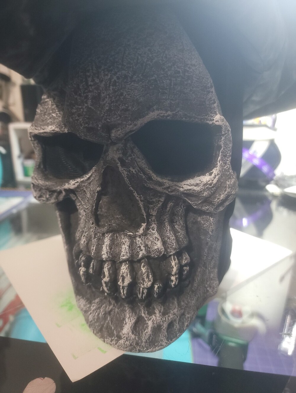 2015 Adult Skeleton Pirate Costume 5 Pc Full Head Skull Mask Hat Sword NWOT - Picture 7 of 8
